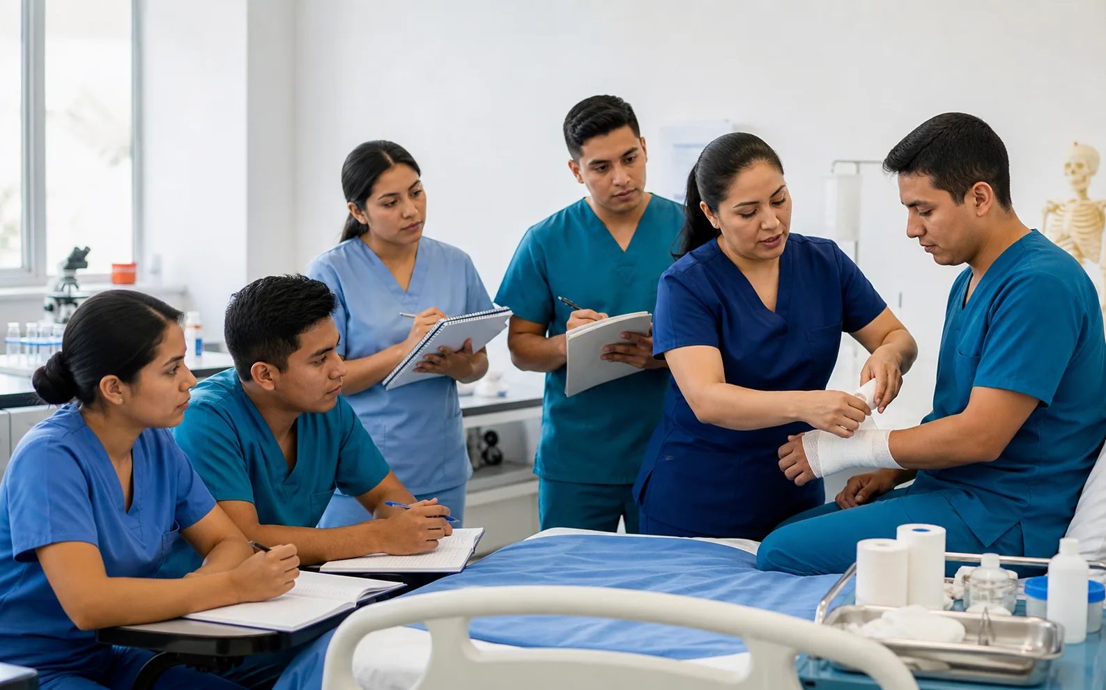 Participantes durante una actividad de formación práctica en salud de STARMEDICAL