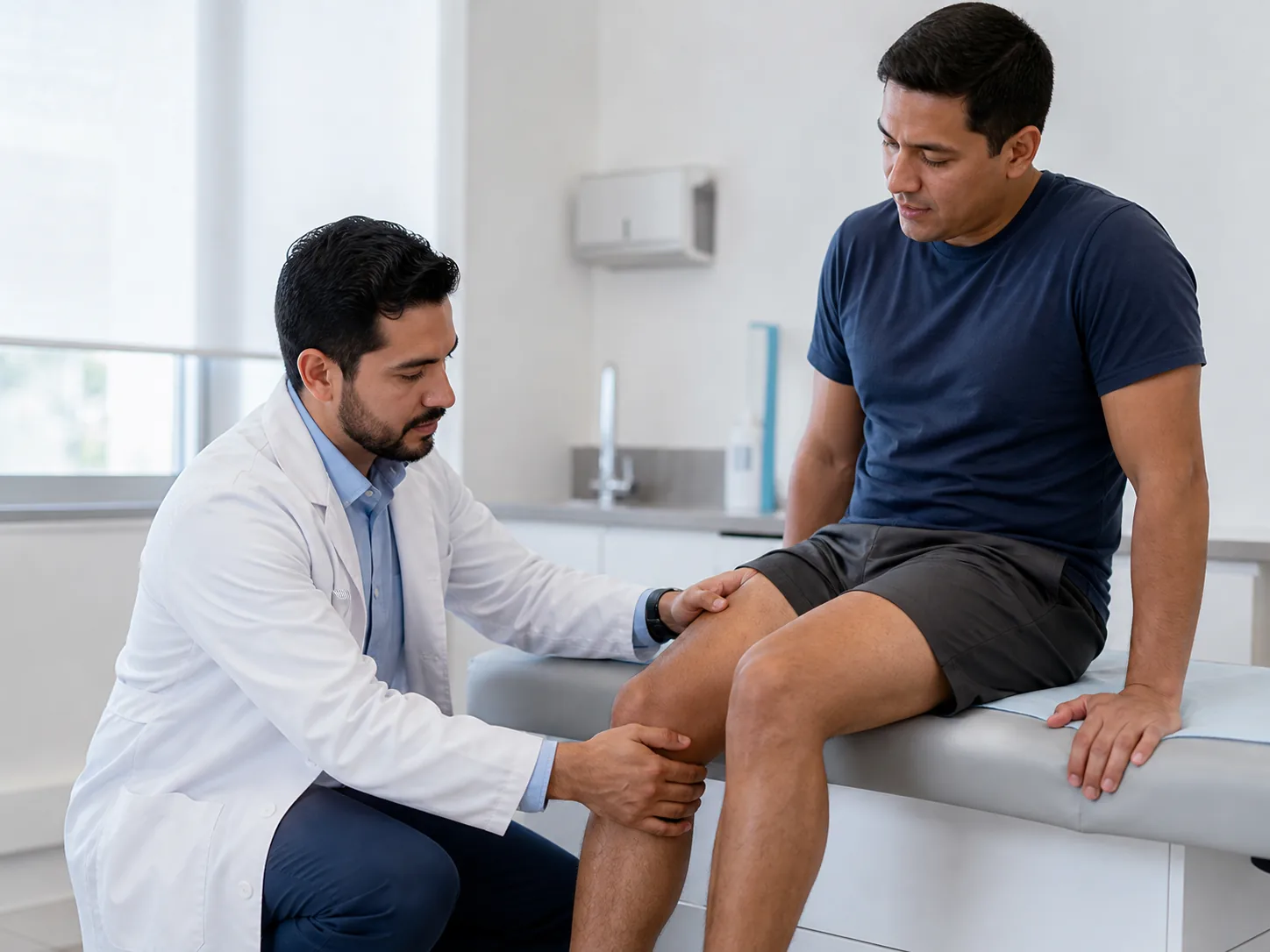 Profesional médico atendiendo a una persona durante una consulta